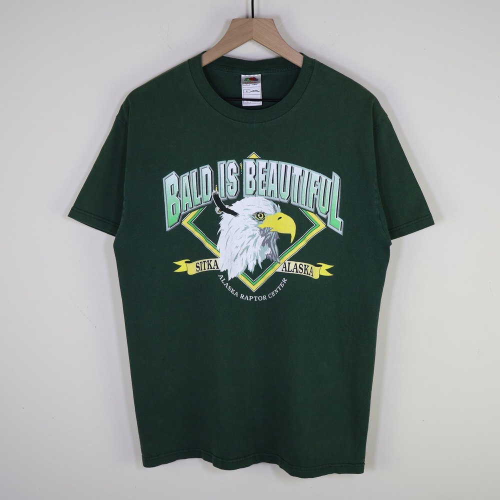Vintage Alaska Raptor‎ Center Bald Eagle T-Shirt Size Large Green